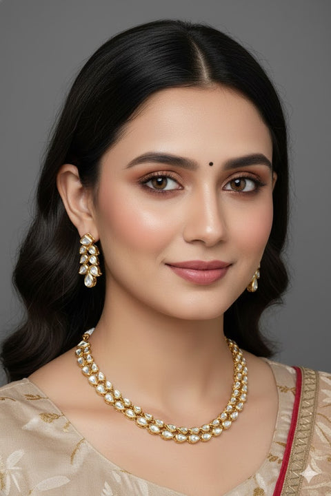 Kundan Polki Meenakari Wedding Necklace set (D214)