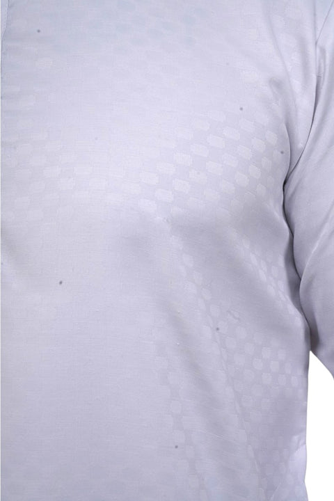 Designer Men's White Color Cotton Kurta Pajama With Self Print (D262)