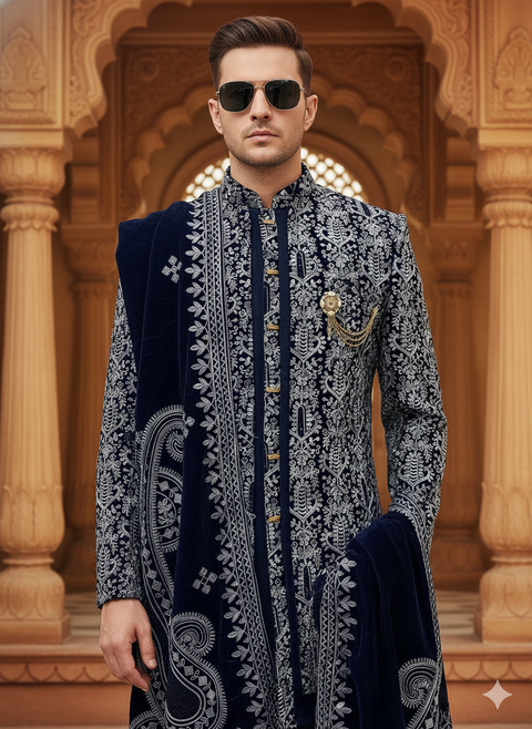 Elegant Groom's Indowestern Ensemble (D268)