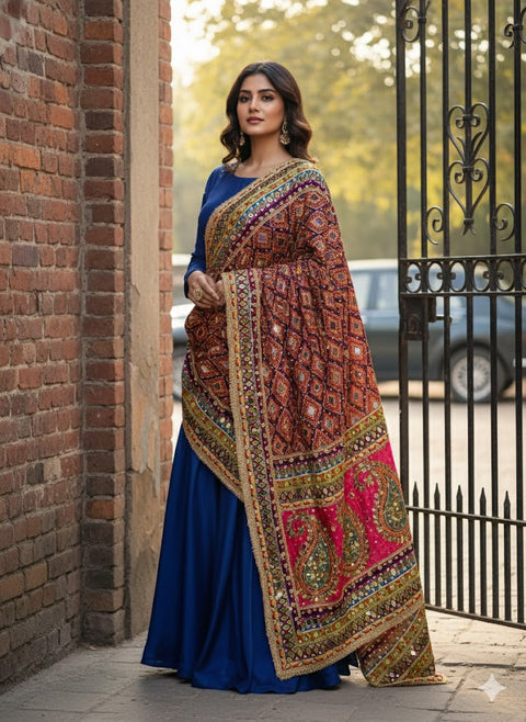 Celebration-Ready Silk Dupatta – Purple & Multi Elegance (D284-P)