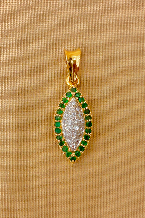 22 KT Gold Designer Emerald Pendant Set (D60)