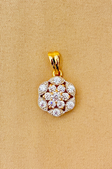 22 KT Gold Designer Flower Diamond Pendant Set (D63)