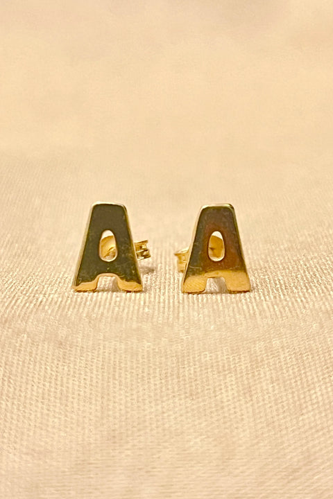 22 KT Gold Letter 'A' Studs (D71)