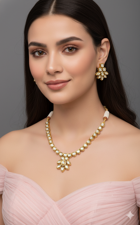 Designer Royal Kundan & Ruby Necklace with Earrings (D727)