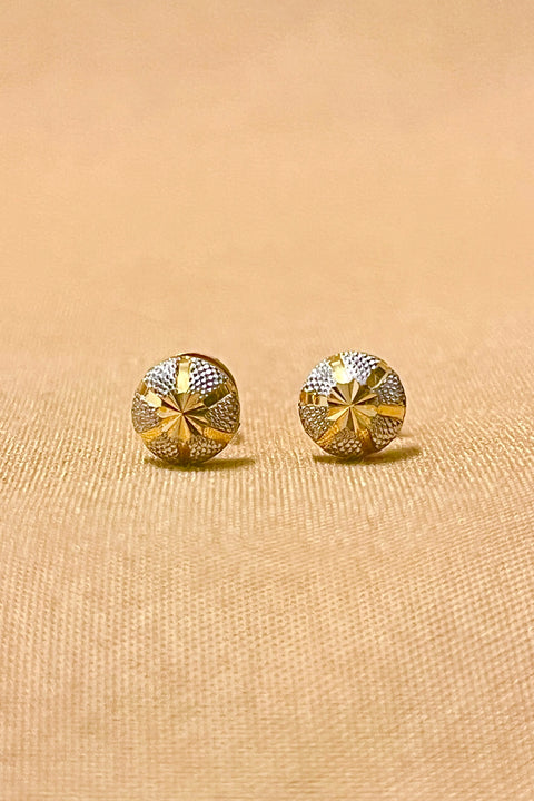 22 KT Gold Round Silver Tone Studs (D73)