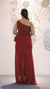 Maroon Color Embroidered One Side Shoulder With Side Slit Shimmer Lycra Indo Western Gown For Party Wear (D38)