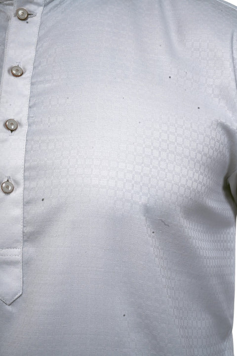 Designer Men's White Color Cotton Kurta Pajama With Self Print (D262)