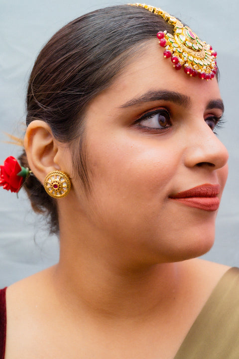 Designer Gold Plated Royal Kundan Maangtikka (D112)