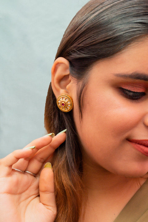 Kundan Gold Plated Studs