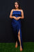 Designer Blue Color Cowl Neck With Spaghetti Strap Satin Dress For Party Wear (D24A)