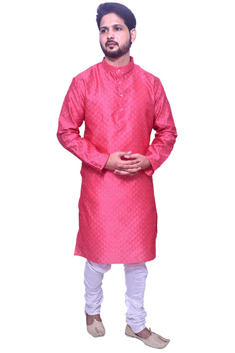 Designer Pink Color Silk Kurta Pajama (D107)