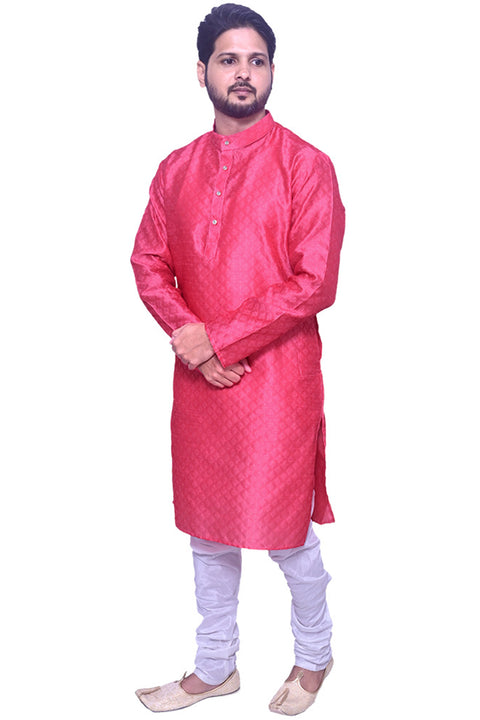 Designer Pink Color Silk Kurta Pajama (D107)
