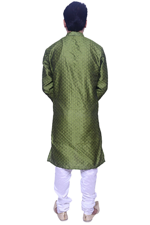 Designer Mehendi Green Color Silk Kurta Pajama (D106)