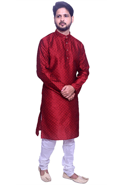 Designer Maroon Color Silk Kurta Pajama (D101)