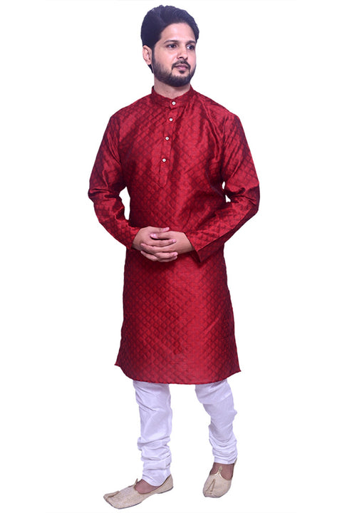 Designer Maroon Color Silk Kurta Pajama (D101)