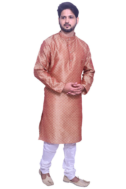 Designer Light Brown Color Silk Kurta Pajama (D108)