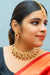 Designer Gold Plated Royal Kundan Choker Style Necklace with Earrings (D863)