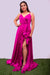 Magenta Color V-Neck Sleeveless Slit Ruffled Maxi Dress For Party Wear (D61)