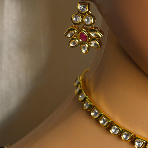 Designer Royal Kundan & Ruby Necklace with Earrings (D727)