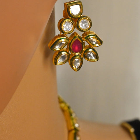 Designer Royal Kundan & Ruby Necklace with Earrings (D727)