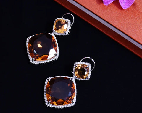 American Diamond Earrings With Stone