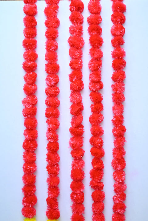 Super Value Pack - 5PCS artificial colorful marigold garlands (each strand is 5 feet long)