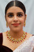 Designer Gold Plated Royal Kundan & Ruby Necklace with Earrings (D818)