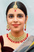 Designer Gold Plated Royal Kundan Ruby Necklace With Earrings (D823)