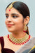 Designer Gold Plated Royal Kundan Ruby Necklace With Earrings (D823)