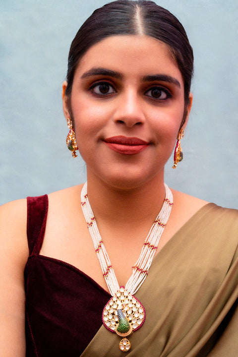 Designer Gold Plated Royal Kundan Pendant Set (D855)