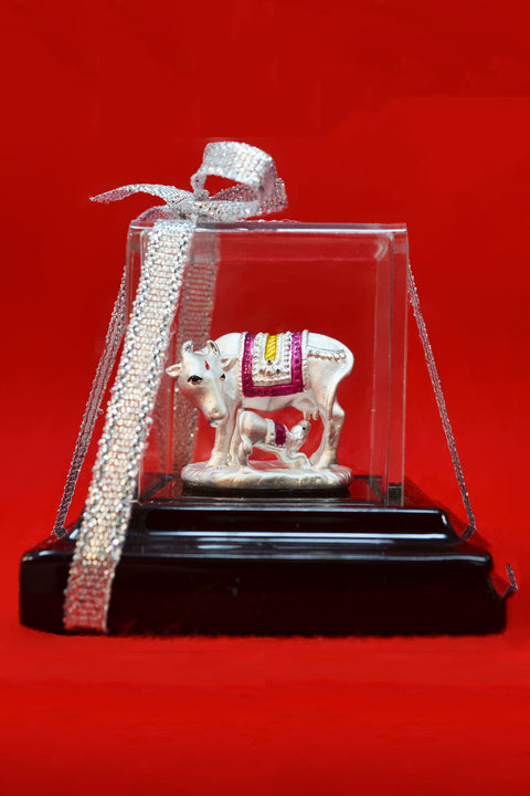 999 Pure Silver Small Cow and Calf Idol