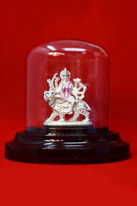 999 Pure Silver Durga Mata in Oval with Garland