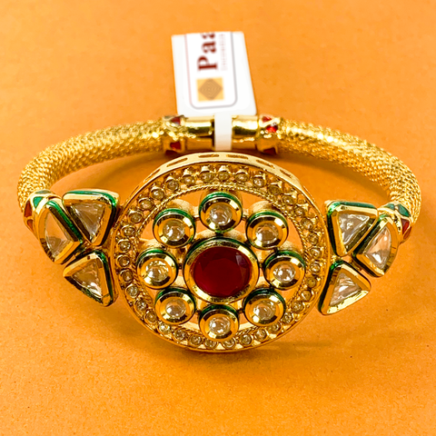Circular Floral Ruby and Kundan Bracelet (D190)