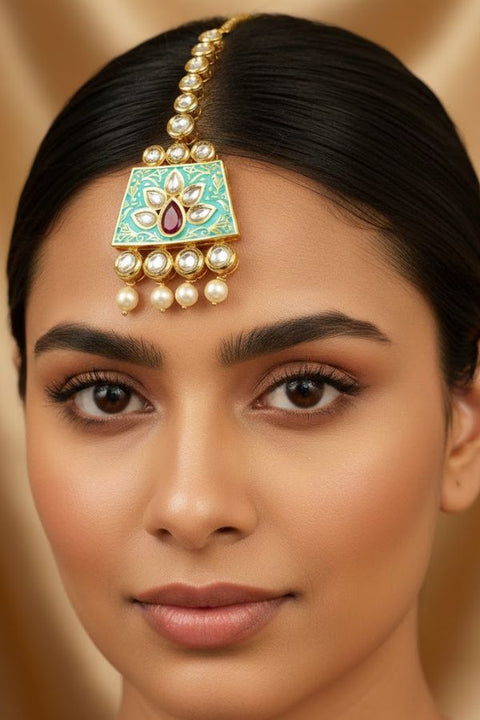 Designer  Kundan Gold Plated Maang Tika (D11)