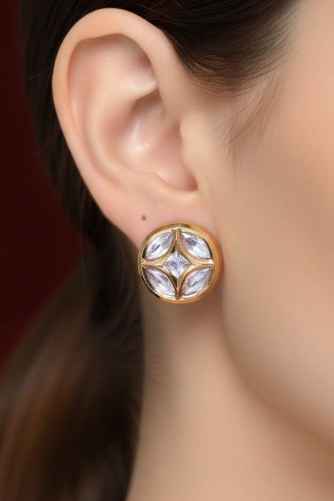 Designer Kundan Studded Gold Plated Studs