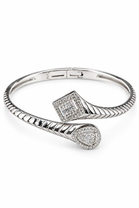 925 Designer CZ Rhodium Plated Bangle (D1)