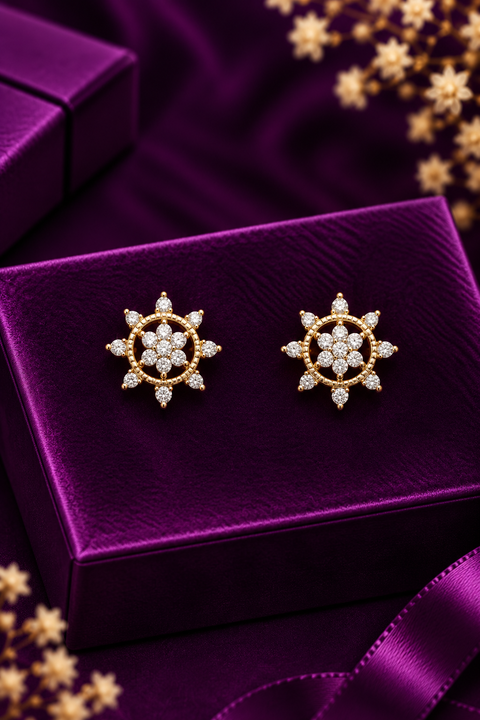 18k Starburst Shaped Diamond Studs (D40)