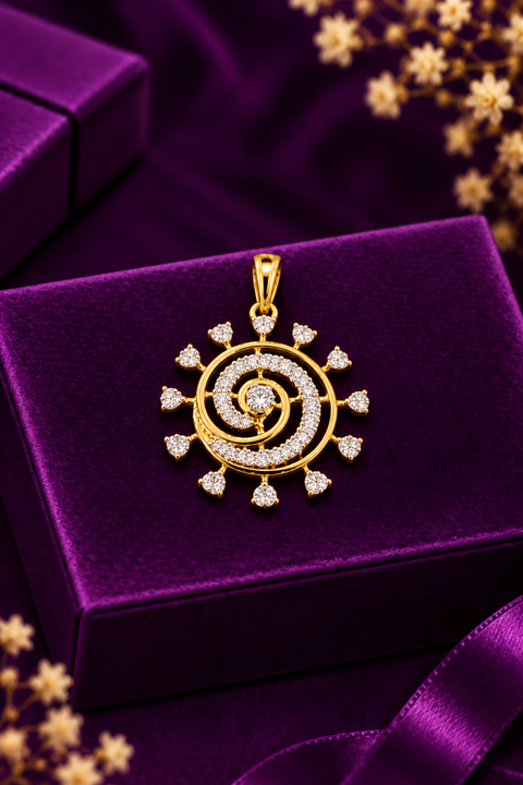 18k Swirl Halo Diamond Pendant (D47)