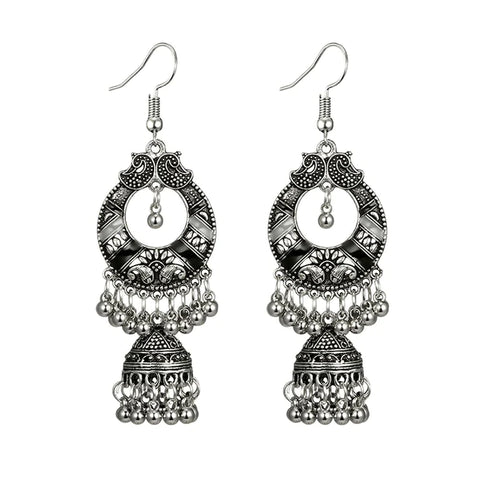 German Silver Dangle Earrings with Jhumki