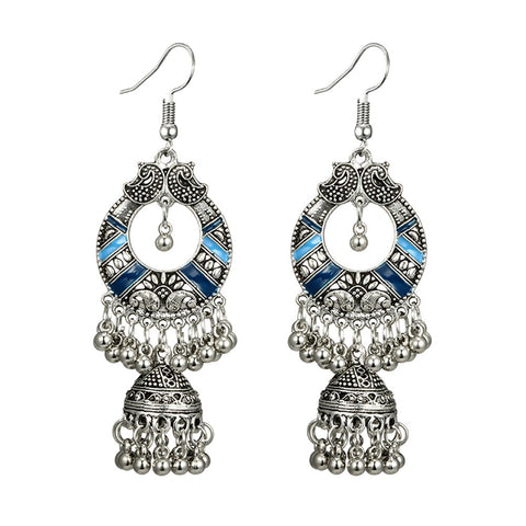 German Silver Dangle Earrings with Jhumki
