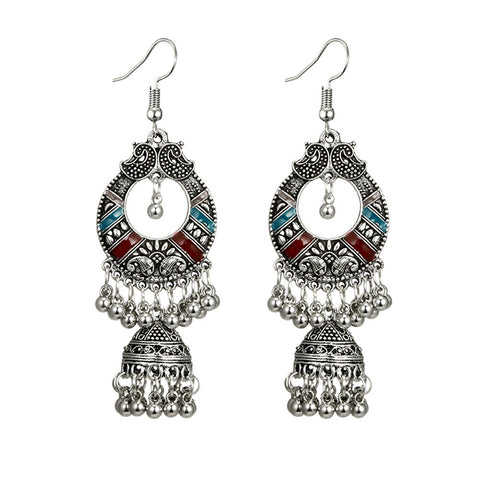 German Silver Dangle Earrings with Jhumki