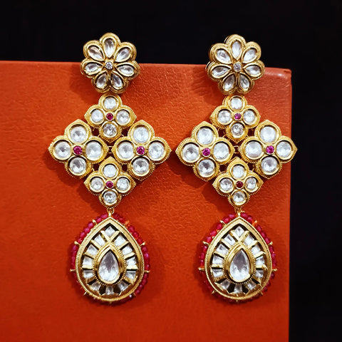 Gold Plated Beautifully Beaded Kundan Earrings