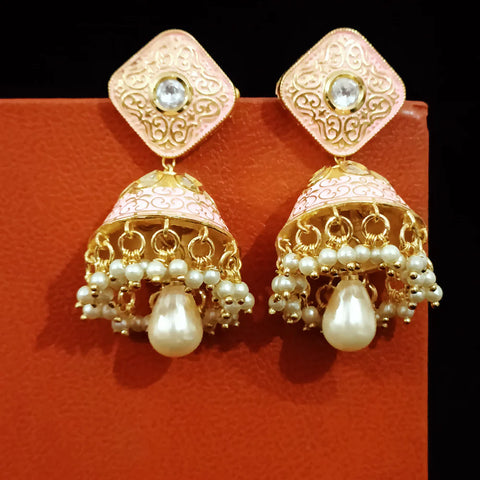 Gold Plated Beautifully Beaded Kundan Earrings