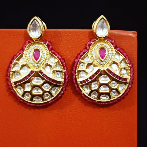 Gold Plated Beautifully Beaded Kundan Earrings