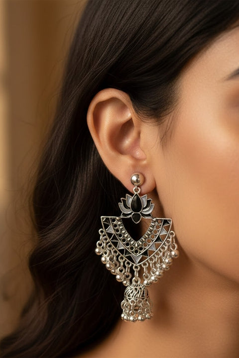 Egypt Turkish Classic Antique Women's Round Alloy Long Chain Tassel Jhumka Earrings (E948)