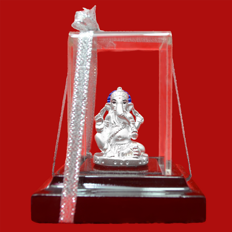 999 Pure Silver Small Square Ganesha Idol