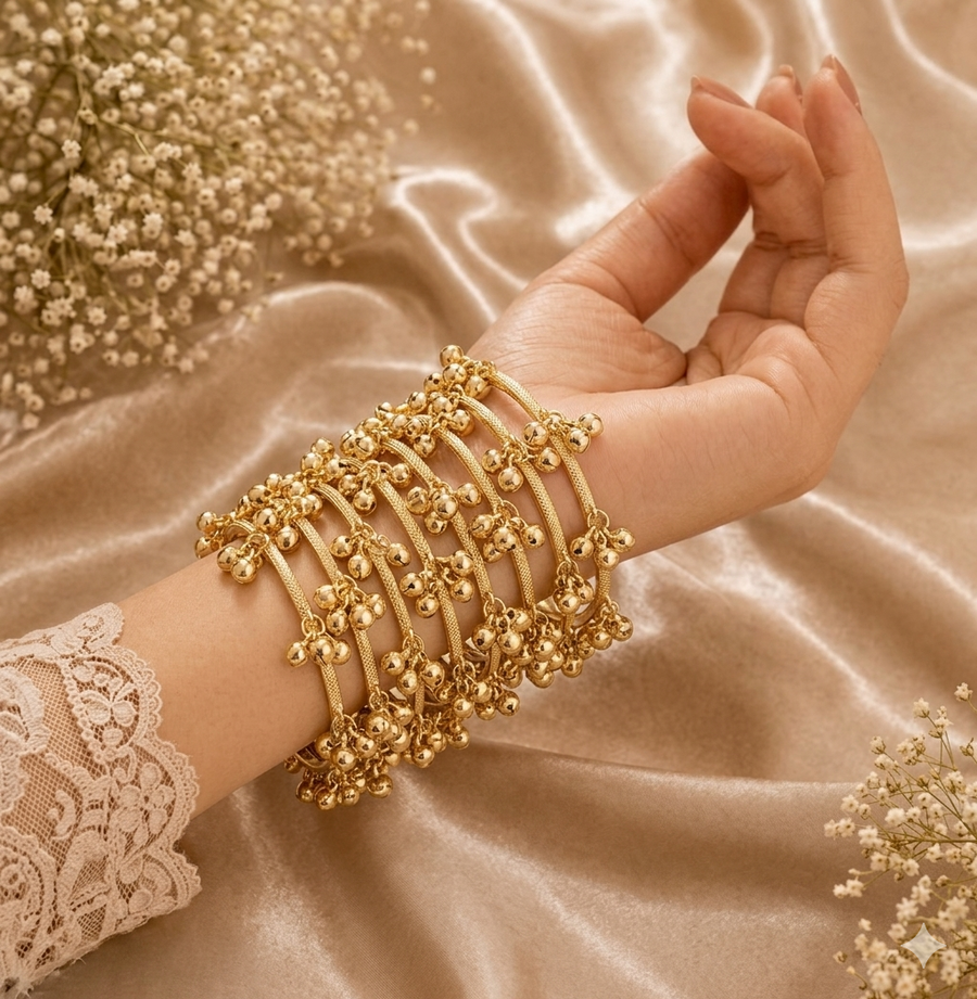 Traditional Lightweight Kashmiri Ghungroo Bangles For Girls & Women Pack Of 4 (D266)