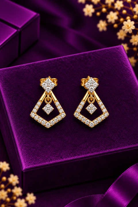 18k Geometric Shaped Diamond Studs (D14)