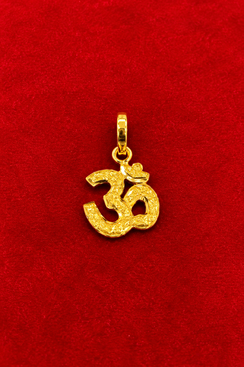 22KT Gold Om Symbol Spiritual Pendant with Elegant Polished Finish (D49)