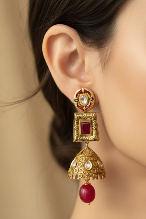 Gold Plated Kundan Earrings